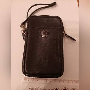 Coach Black Leather Wristlet Pouch